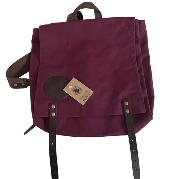 Duluth Pack Ranger Backpack Burgundy Canvas Leather Straps Made in USA NWT